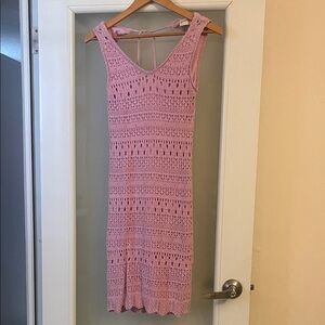Pink Sleeveless Crochet Dress